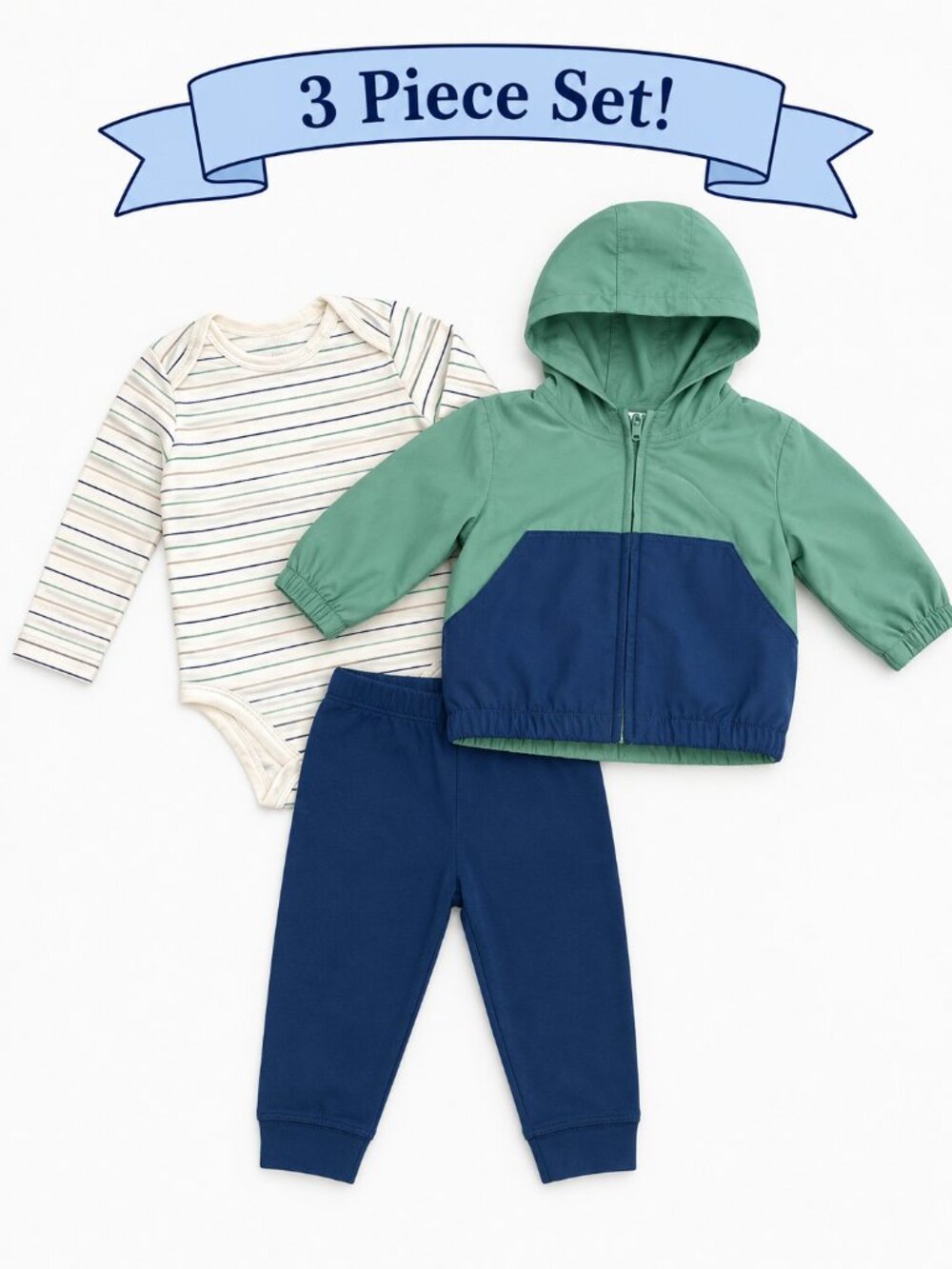 NWT Carter's Baby Boy 3 Piece Jogger Set Jacket Bodysuit Pants 6 Months
